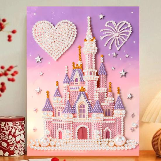 DIY Pearl Painting Kit for Adults Beginners 3D Pearl Art Craft Resin Pearls Pre-Printed Canvas Set for Home Wall Decor Gift Idea