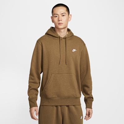 Nike Club Sweatshirts Men s Moss Wood Brown/White Hooded Moderate Regu S