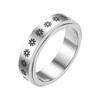 Rotatable Vintage Style Spinner Ring for Women Stainless Steel Band with Floral Pattern Anxiety Relief Fidget Jewelry
