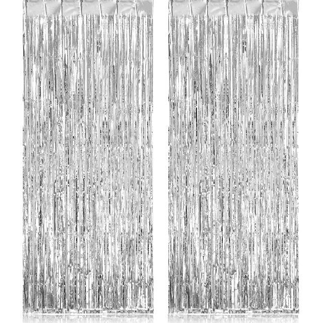 2 Pack Fringe Curta Backdrops, Foil Fringe Curta, Door Streamers for Birthday Wedding Bridal Shower Holiday Graduation Party Decorations, Photo Booth