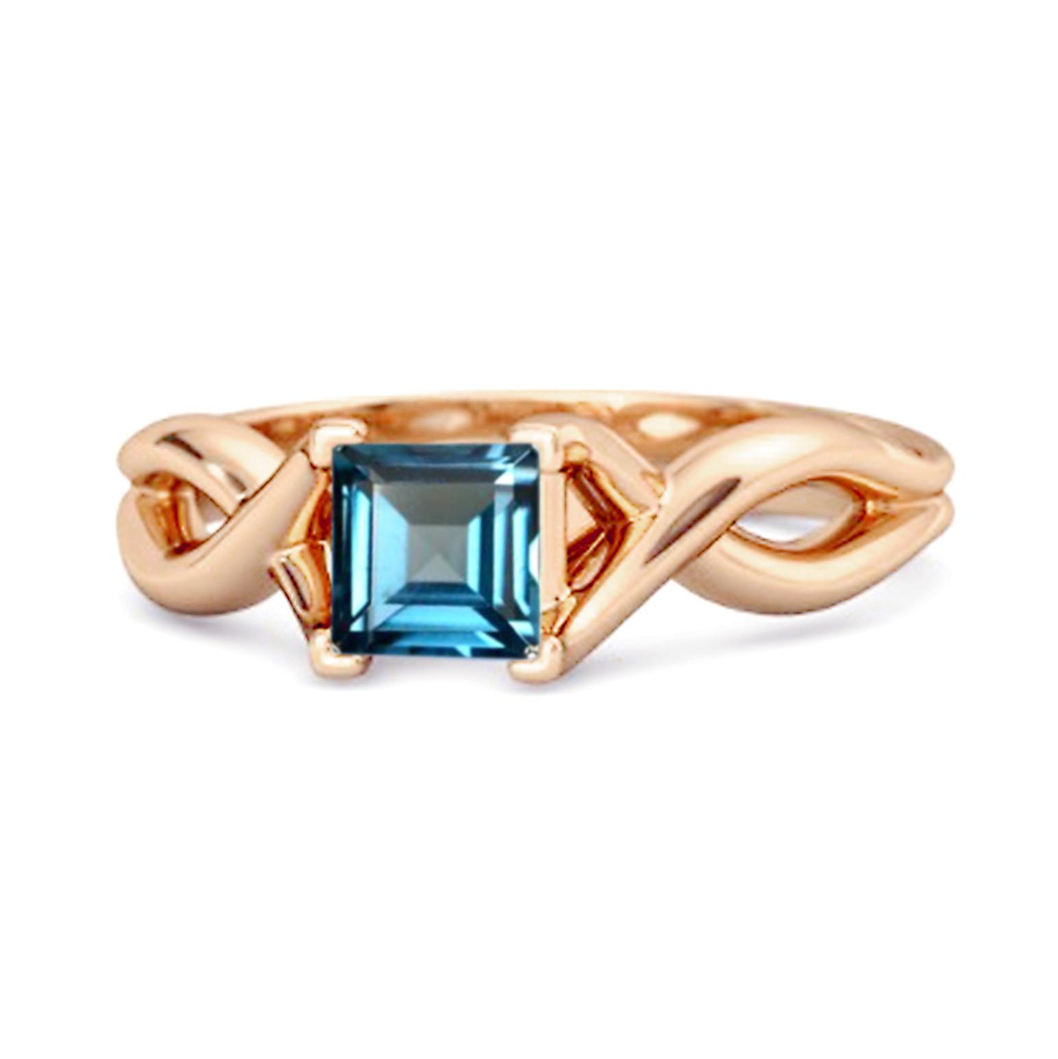 London Blue Topaz Twisted Vine Band Ring - 925 Sterling Silver Rose Gold Vermeil 10.5