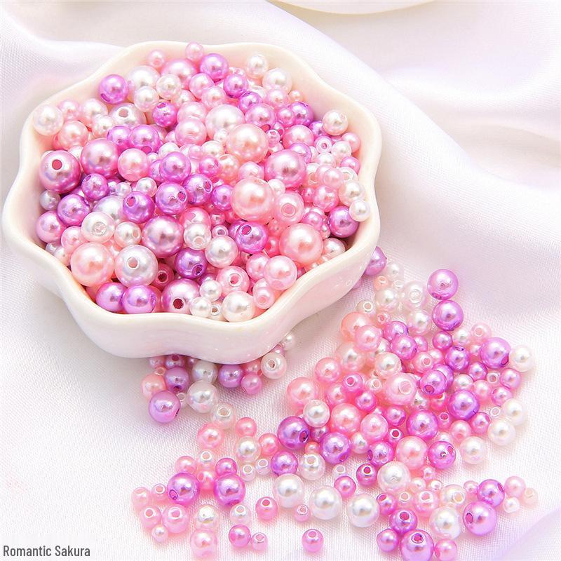 Iridescent ABS Imitation Pearl Round Beads for DIY Decoration and Macaron Makeup Box Filling