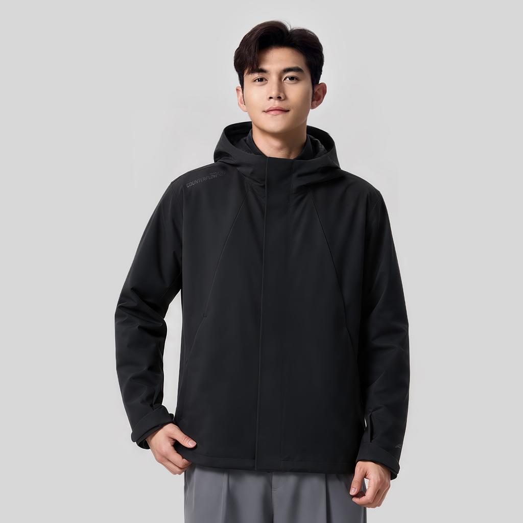 Li Ning Outdoor CF Shell Jacket Fleece Warm Loose Three-In-One Sports Windbreaker Men jackets Black AWBW029-4