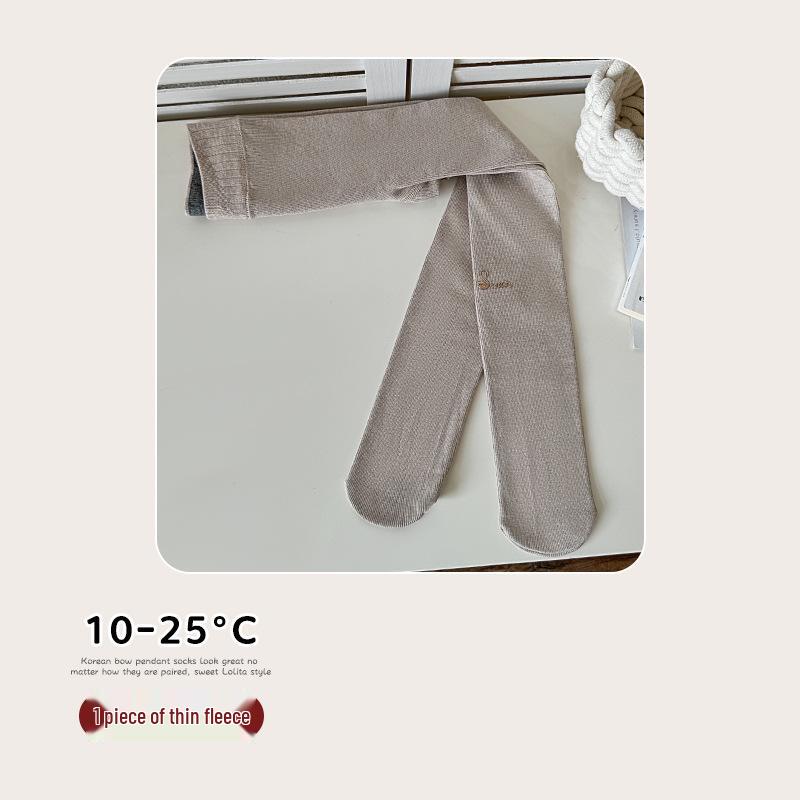 2025 Autumn-Winter Girls' Brushed Letter Leggings: Versatile White Elastic Tights