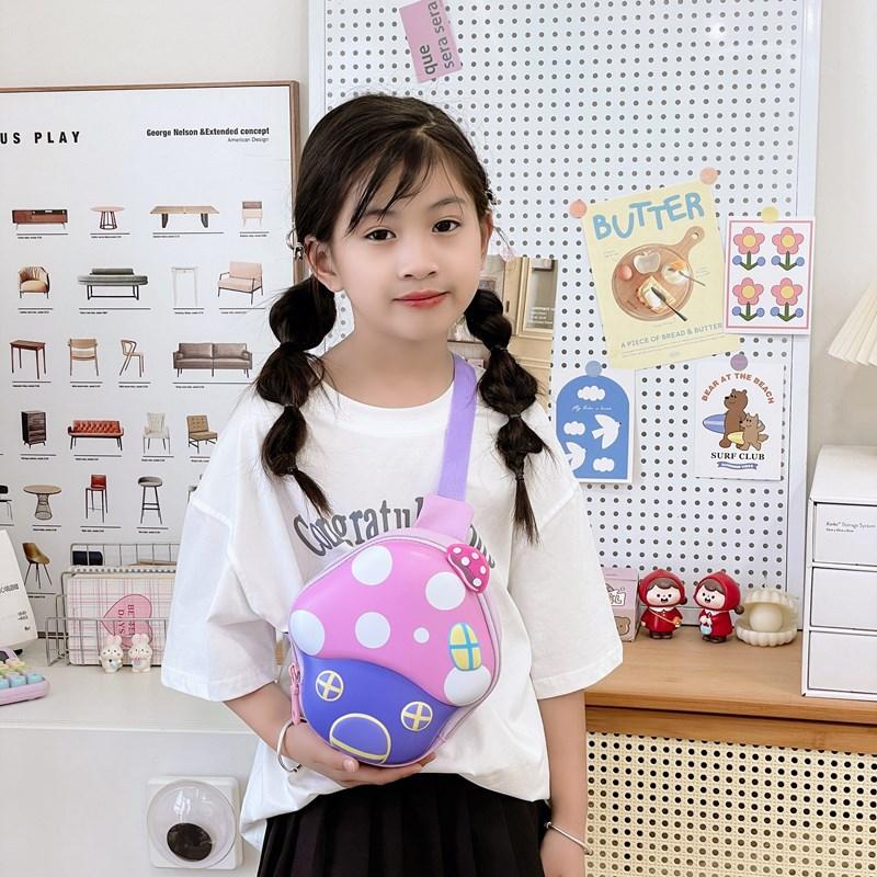 School Bag Cute Little Mushroom Breast Bag Casual Change Bag Cartoon Hard Shell Shoulder Crossbody Backpack