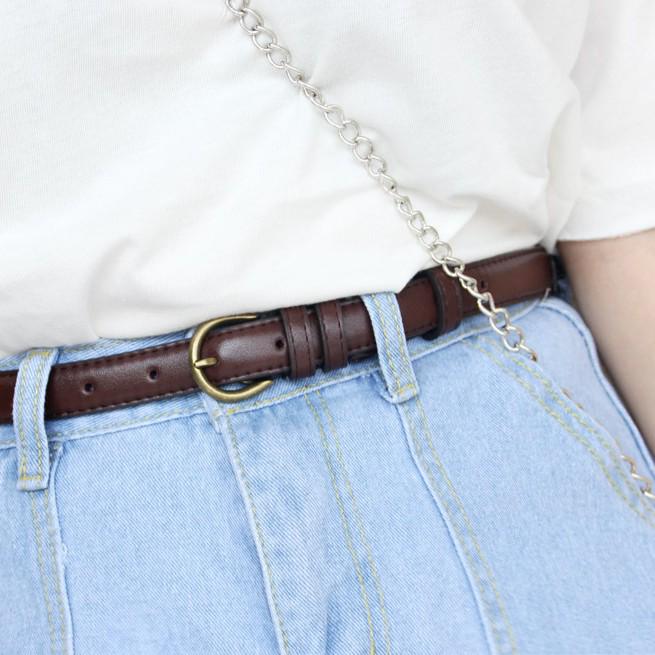 Versatile Retro Black Skinny Waist Belt, Korean Style for Women