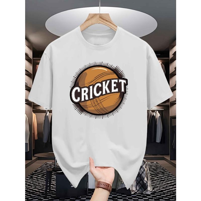 CRICKET Men s Summer Short-sleeved T-shirts, Fashionable and Trendy Printed Men s Bottoming Shirts, Male Teenagers  Spring and Summer Round Neck S белый