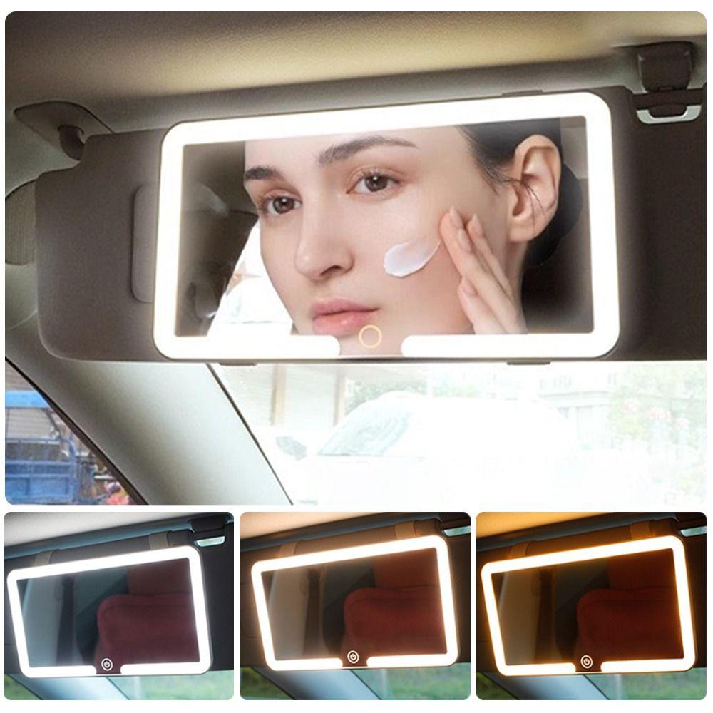 HD LED Car Makeup Mirror Car Visor Mount Fill Light Mirror New Makeup Mirror  Vehicle Interior