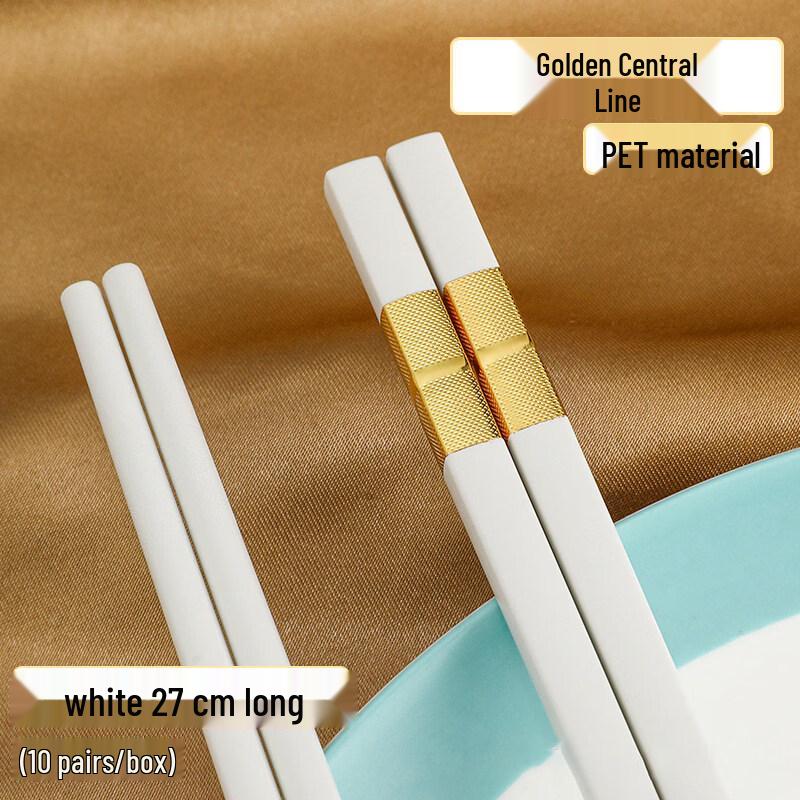 OEING 27cm White Non-slip PET Serving Chopsticks (10 Pairs)