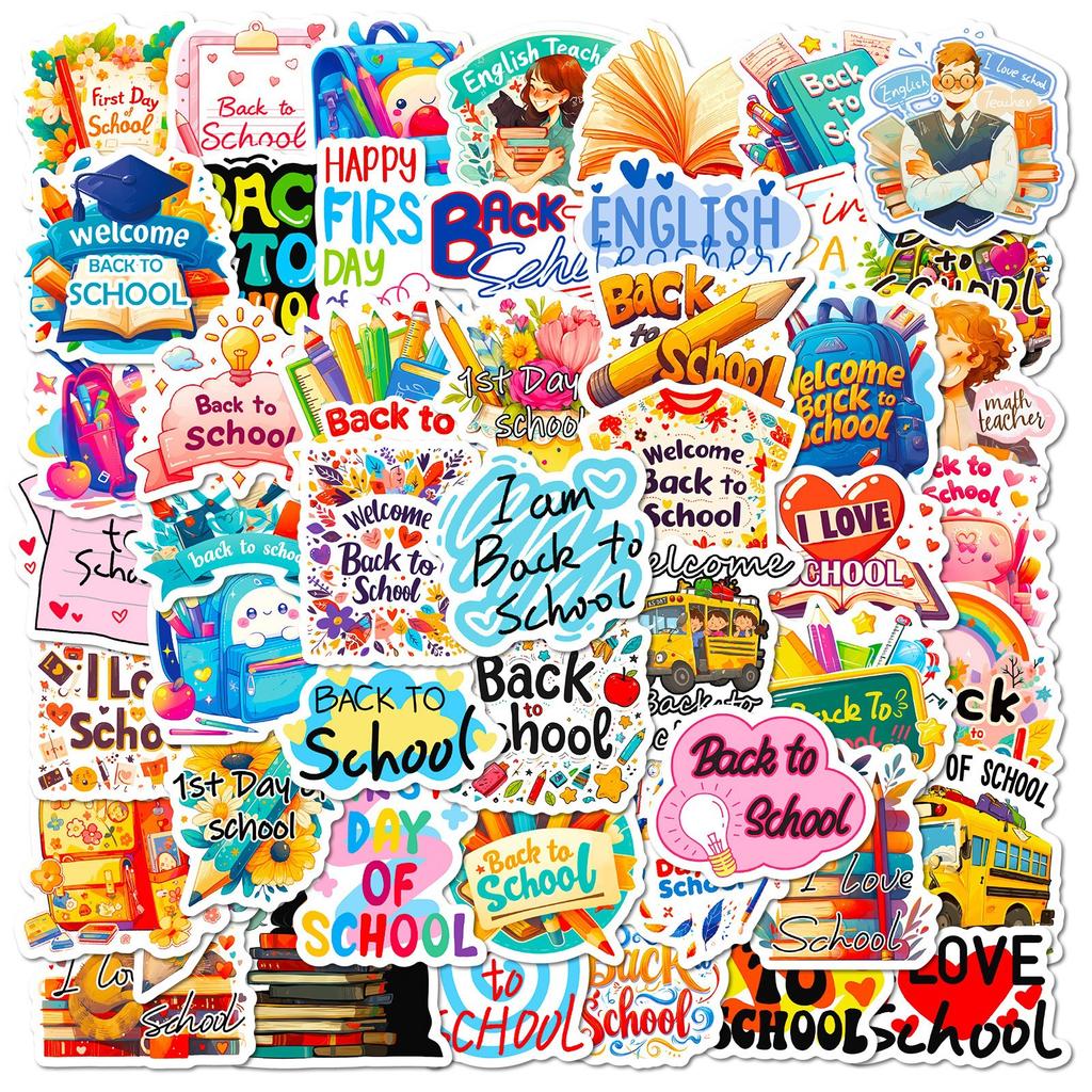 50 Text Decorative Stickers In School Season English Love To School Graffiti Stickers DIY Suitcase Notebook