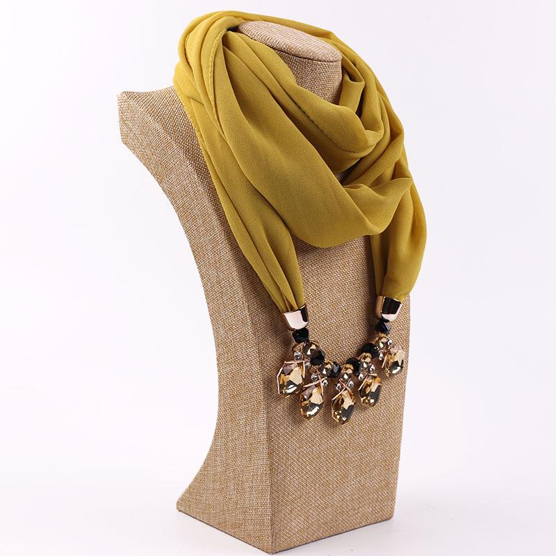 

Pearl Chiffon Alloy Jewelry Scarf Necklace for Women - All-Season Neck Warmer. світло-жовтого кольору