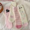 Ladies In Autumn and Winter Plus Velvet and Thick Sweet Lovely Cartoon Dot Pink Tube Socks