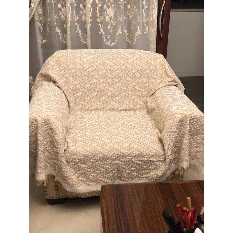

Export Export Sofa Towel Simple Retro Style Backrest Towel Fabric Non Slip Sofa Cushion Universal Cover Towel Dust Cover Khakis white T lattice 90cm * 90cm