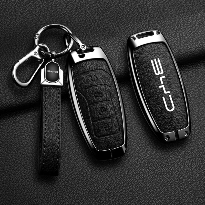 Zinc Alloy Leather Car Remote Key Case Cover for BYD Atto 3 Han EV Dolphin Lied Tang Dm Qin PLUS Song Pro MAX Yuan Accessories