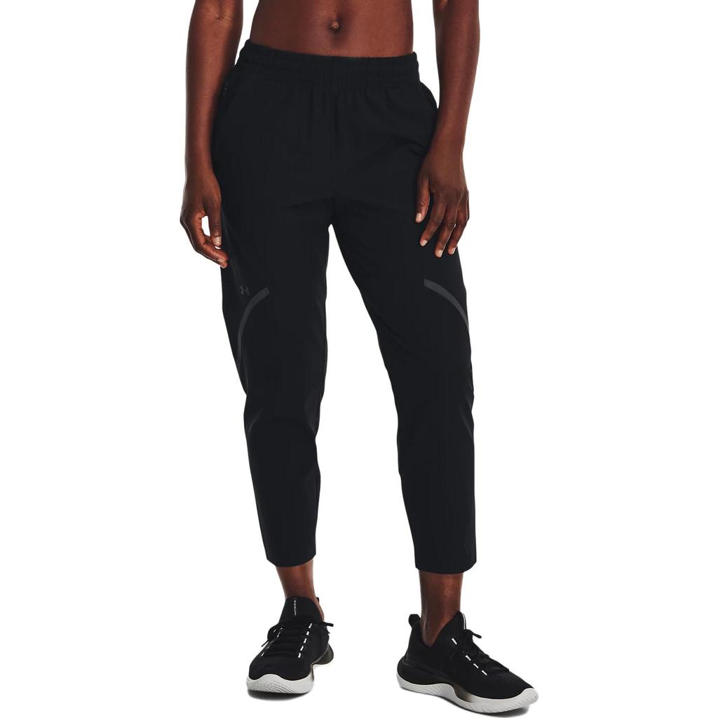 Under Armour Solid Color Elastic Waist 9-Point Casual Pants Women Bottoms Black 1376922-001