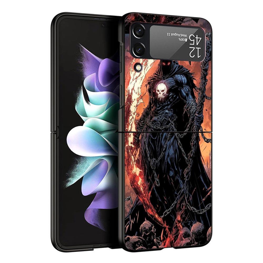 Death Grim Reaper Skull Scythe Black Phone Case For Samsung ZFlip7 ZFlip6 ZFlip5 ZFlip4 ZFlip3 5G Hard Protective Galaxy Z Flip