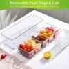 For Ice Chilled Condiment Caddy Serving Tray Container Bar Garnish Holder Salad Platter Server Food Storage with 5 Removable Con