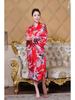 Women's Summer Peacock Pajamas Bathrobe - Thin Imitation Silk Long Tie Cardigan