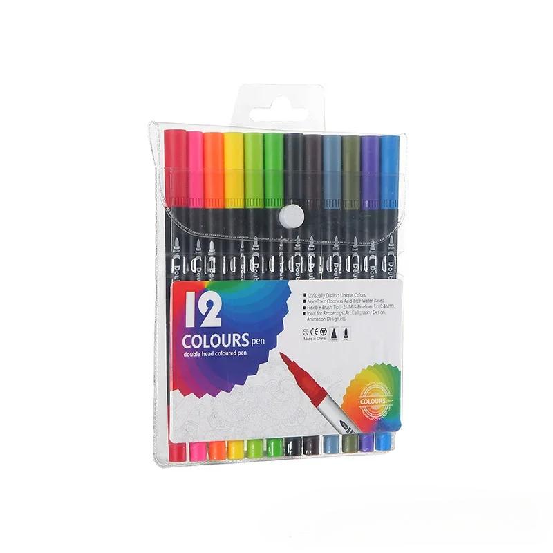 12/24/100/120 Colors Felt Tip Drawing Watercolor Art Markers Pen Dual Brush Fineliner Colouring Pen Set for Calligraphy Painting