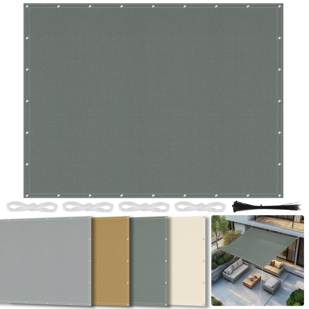 Sun Shade Cloth with Grommets Rectangle Shade Sail Canopy Pergola Cover with Straight Edge UV Block Fabric for Backyard Deck Out