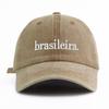 Unisex Brasileira Letter Embroidered Washed Baseball Cap Retro Vintage Dad Hat Available In Multiple Retro Colors Sun Hat