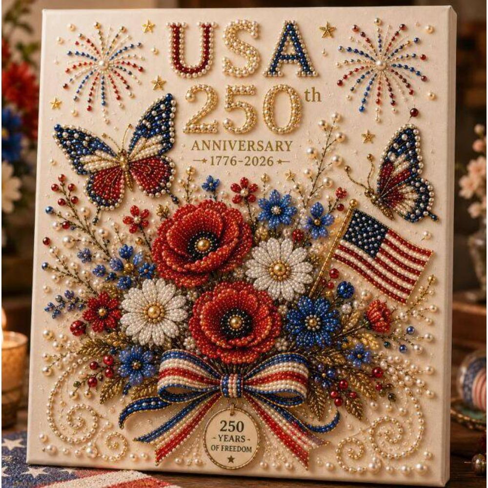 Handmade DIY Pearl Painting Set Independence Day 250th Anniversary Decorative Painting Dot Diamond Painting