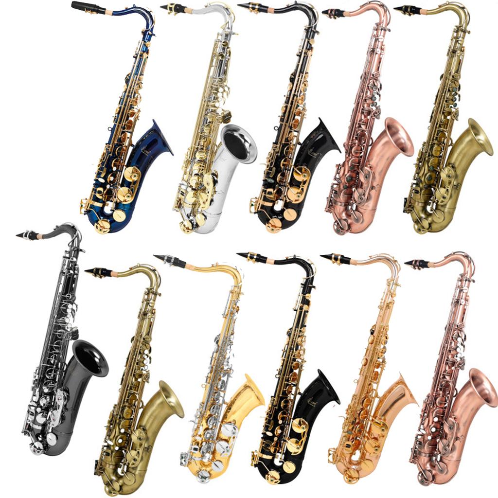 SLADE Bb Tenor Saxophone Kit B-flat Muti-color Brass Pipe Saxophone Pro Woodwind Instrument With Glove Reed Saxphone Parts