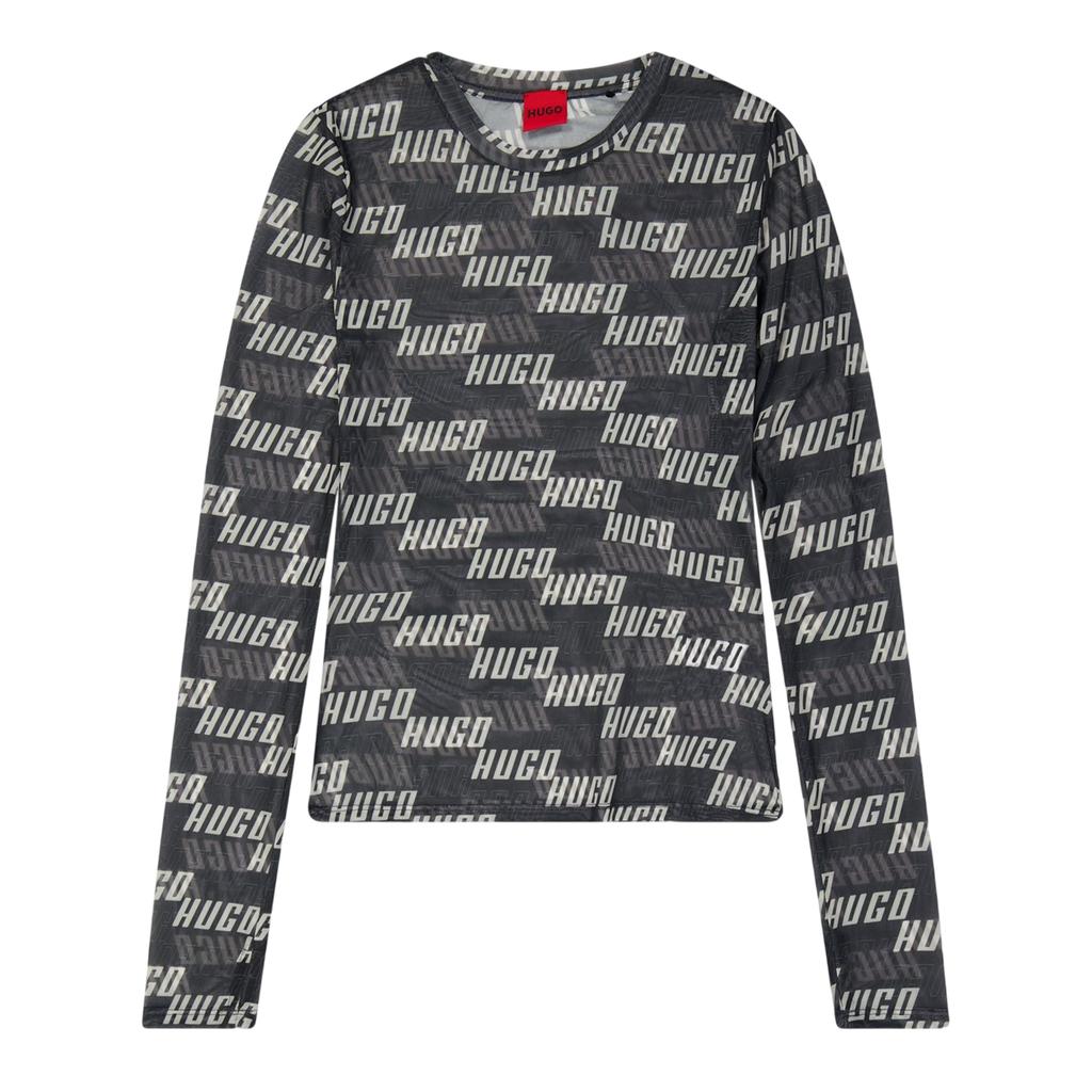 Hugo Womens/Ladies Lettering Slim Long-Sleeved T-Shirt