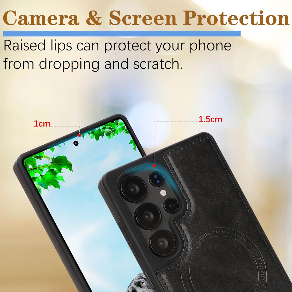 Magnetic Wireless Charging Phone Case for Samsung S24 - 25 Series, 8 - Color Vegan PU Leather, All - Round Shockproof Protection