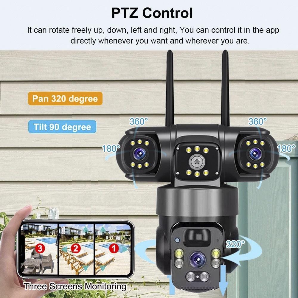 V380 360° Triple-Lens Solar WiFi/4G Surveillance Camera