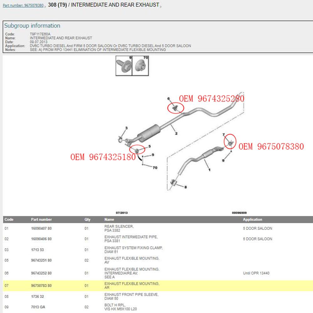 9675078380 9674325480 9674551180 9674551780 für Peugeot neu 308 308s 308 (T9) 408 Auspuffrohr elastische Halterung Hebeöse