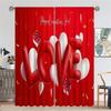 2pcs Love Heart Flower Happy Valentine's Day Window CurtainS for Bedroom Kitchen Living Room Study Window Treatment Home Decor