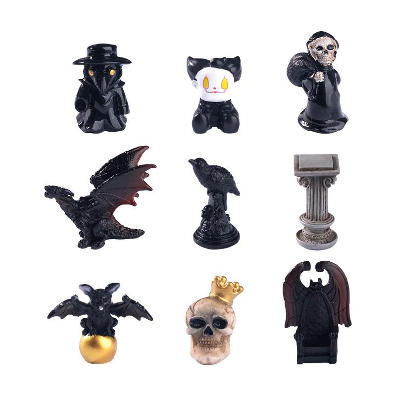 Halloween Skull and Bat Figurine Decorative Accessories Mini Micro-landscape Ornaments