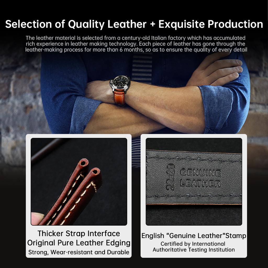 WatchBand High Quality Genuine Leather Watchband 18mm Calf Leather Watch Band Butterfly Buckle Strap Bracelet Accessories Wristband