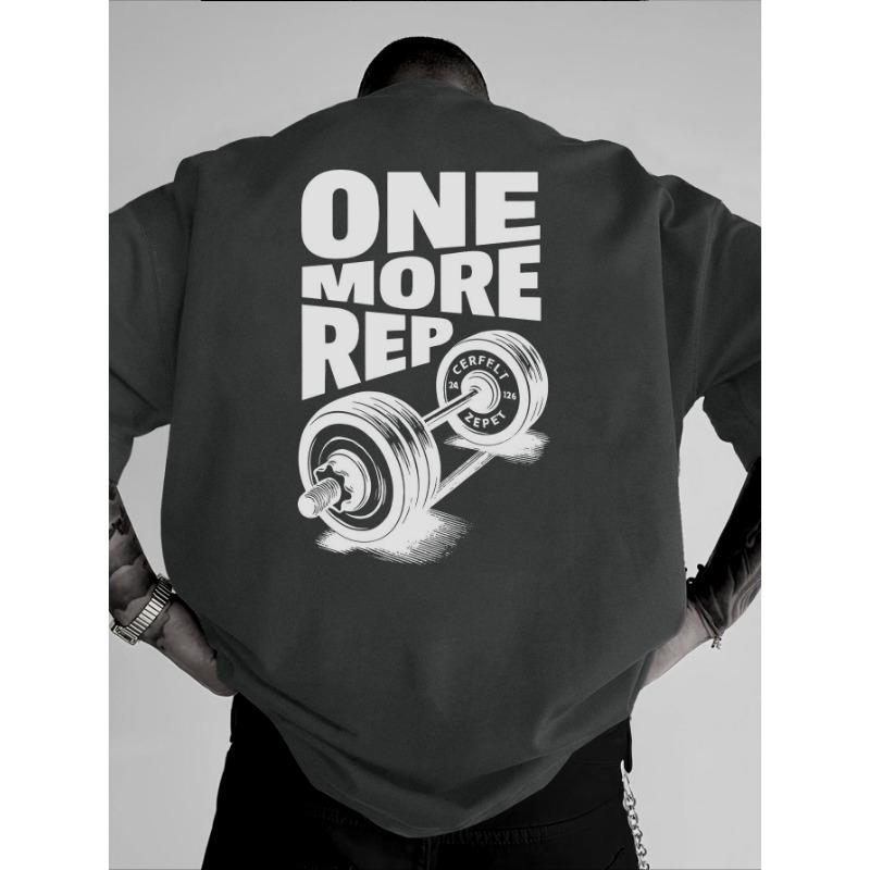 Men's T-Shirt Vintage Funny Gym Workout ONE MORE REP Weightlifting Women Streetwear Cotton Oversized Tees Short Sleeve Loose Top