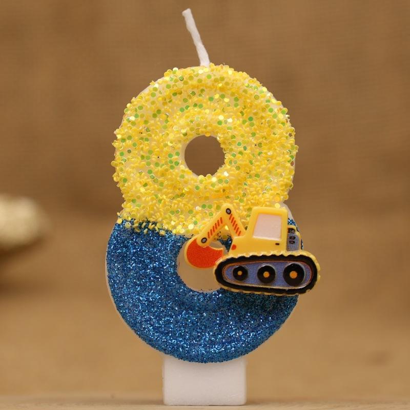 Creative Engineering Car Excavator Digital Birthday Candle Cake Decoration Handmade Birthday Candle
