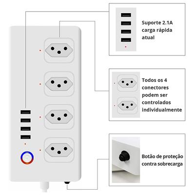 Tuya Zigbee Wifi Brazil Power Strip Smart Plug Power Strip Extension Cord Surge Protector Smart Home Socket Works Alexa Google