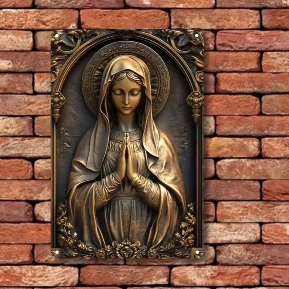 SacredAura's Bronze Virgin Mary Square Sign - Breathtaking Spiritual Decor for Bars, Restaurants & Homes