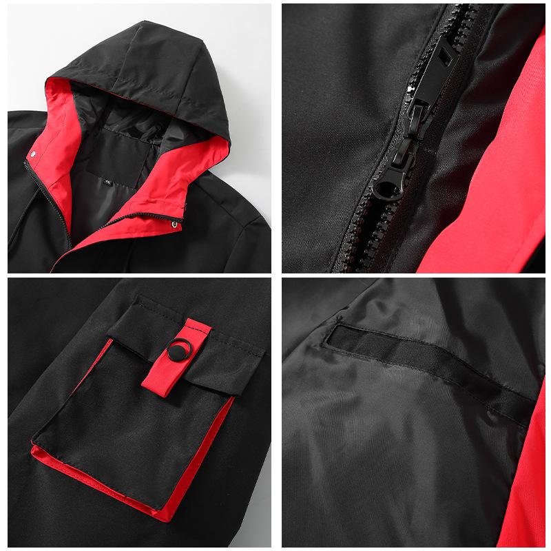 Men's Spring and Autumn Plus Size Hooded Casual Windbreaker Medium Long Loose Casual Workwear Jacket