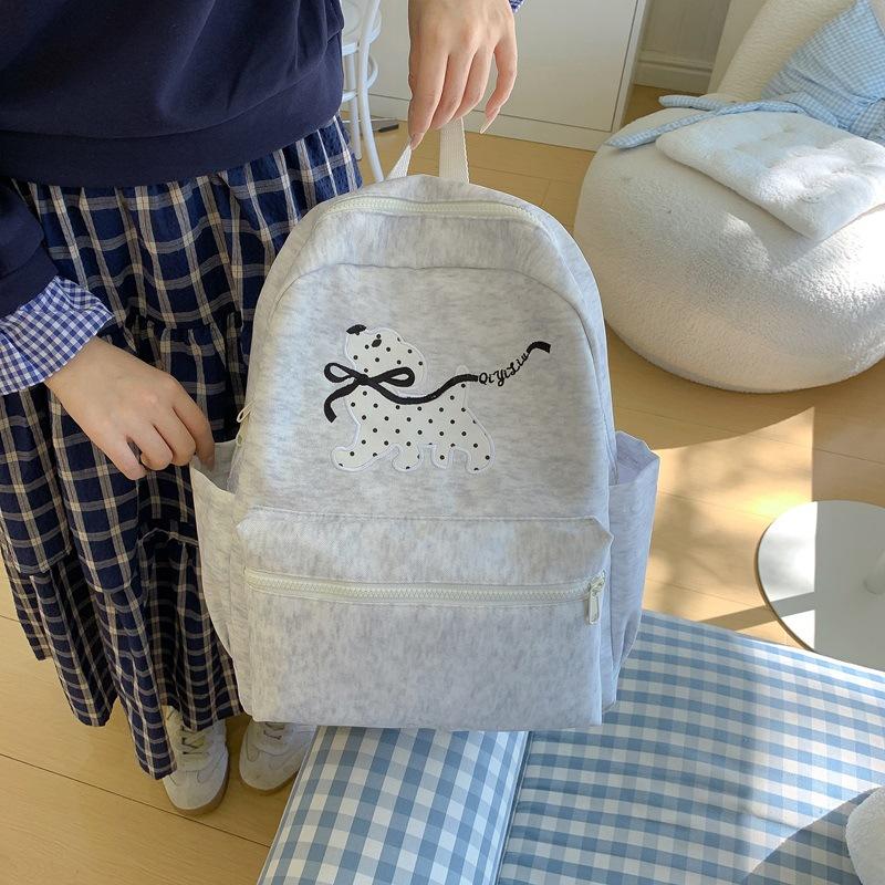 Schoolbag Cute High-value Polka Dot Dog Niche Simple Primary School Schoolbag Leisure Commuting Light Large Capacity Backpack