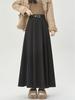 Women's High-Waist Wool Pleated A-Line Skirt - Autumn/Winter Mid-Length Swing Skirt