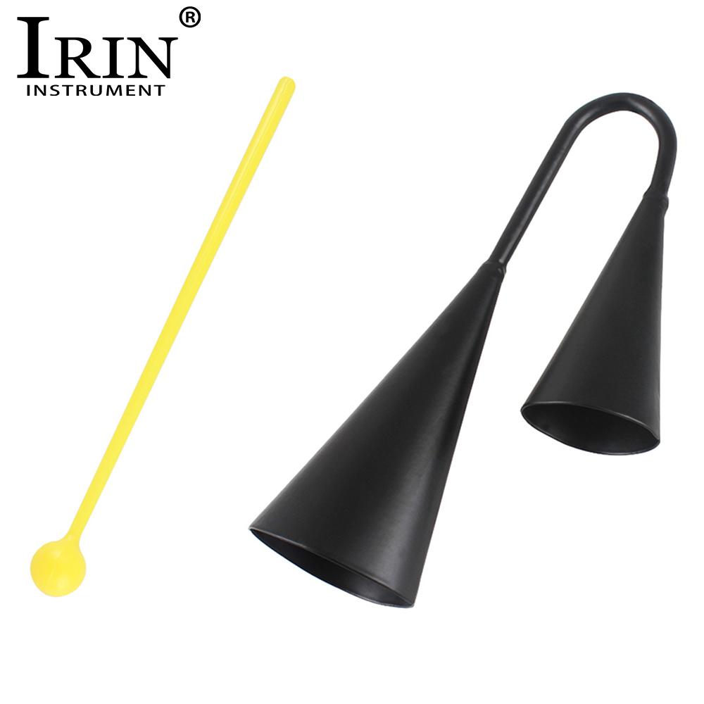 IRIN Two Tone Cowbell Metal Double Bell Binaural Cowbell Percussion Instrument Accessories with Drum Stick Children's Gifts