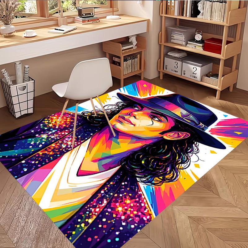 Michael Jackson Print Rug, Washable Floor Carpet, For Entryway Dorm Laundry Room Office Study, Home Decor Birthday Christmas Gift
