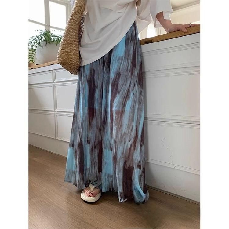 Boho Tiedye Midi Skirt For Women With High Waist And Flowy Design For Spring Vacation Style