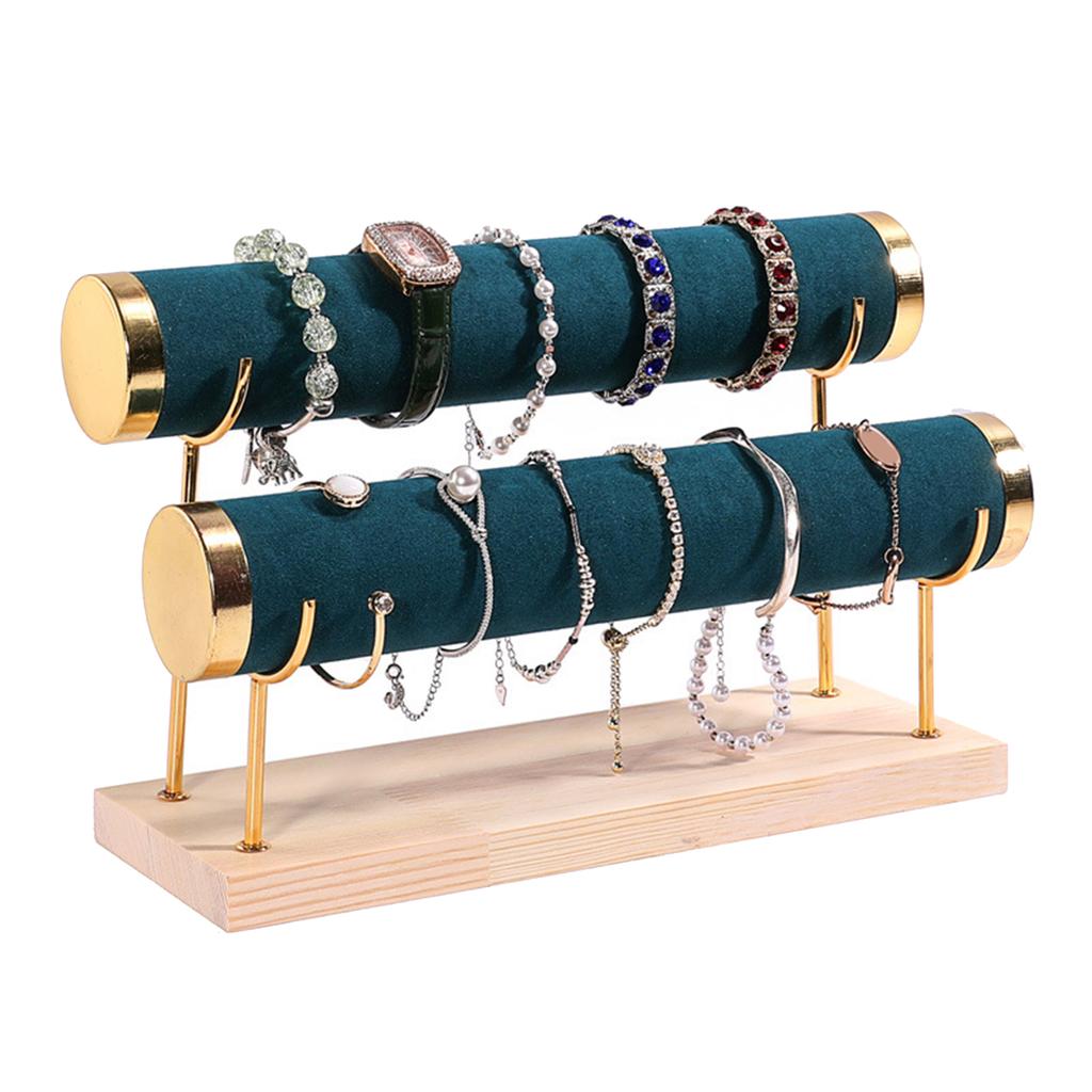 Detachable Tiered Jewelry Rack Wood Base Stand for Showcasing Bracelets and Bangles Wrist Accessories Storage Organizer