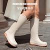 Fashion Rain Boots Women's High Rain Shoes Outdoor, Winter Waterproof and Warm Long Rain Boots