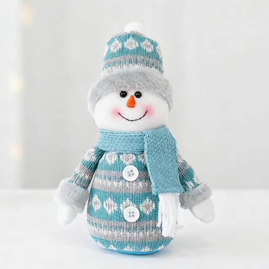 Christmas Doll Blue Snowman Santa Claus Reindeer Christmas Doll Handmade Plush Figure Ornament Home