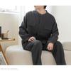 Yes Family Double Gauze Pajama Long Front Size Dark Gray Men's Set, Yarn-Dyed Gauze, 100% Cotton, Sleeves, Opening, Loungewear, XL,