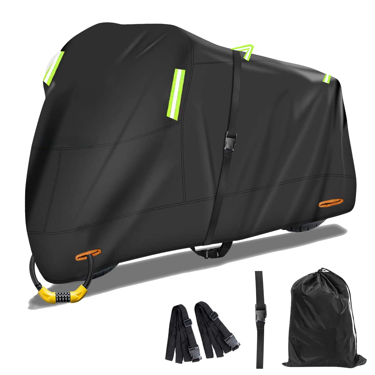 

Thick Motorcycle Cover for Mopeds to with Reflective Warning and Includes Storage Bag and 3 Securement Straps (50cc 2500cc) - Waterproof,