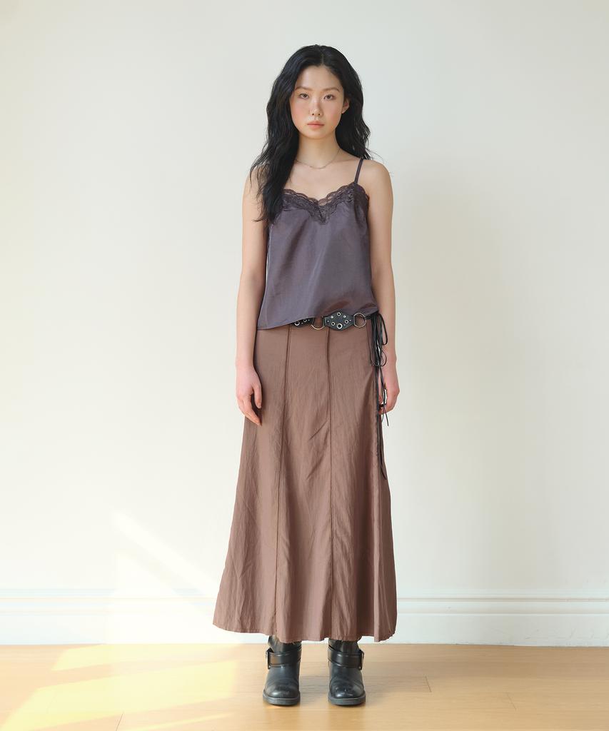 Hombadittingjeu Classic Panel Midi Skirt (Brown)